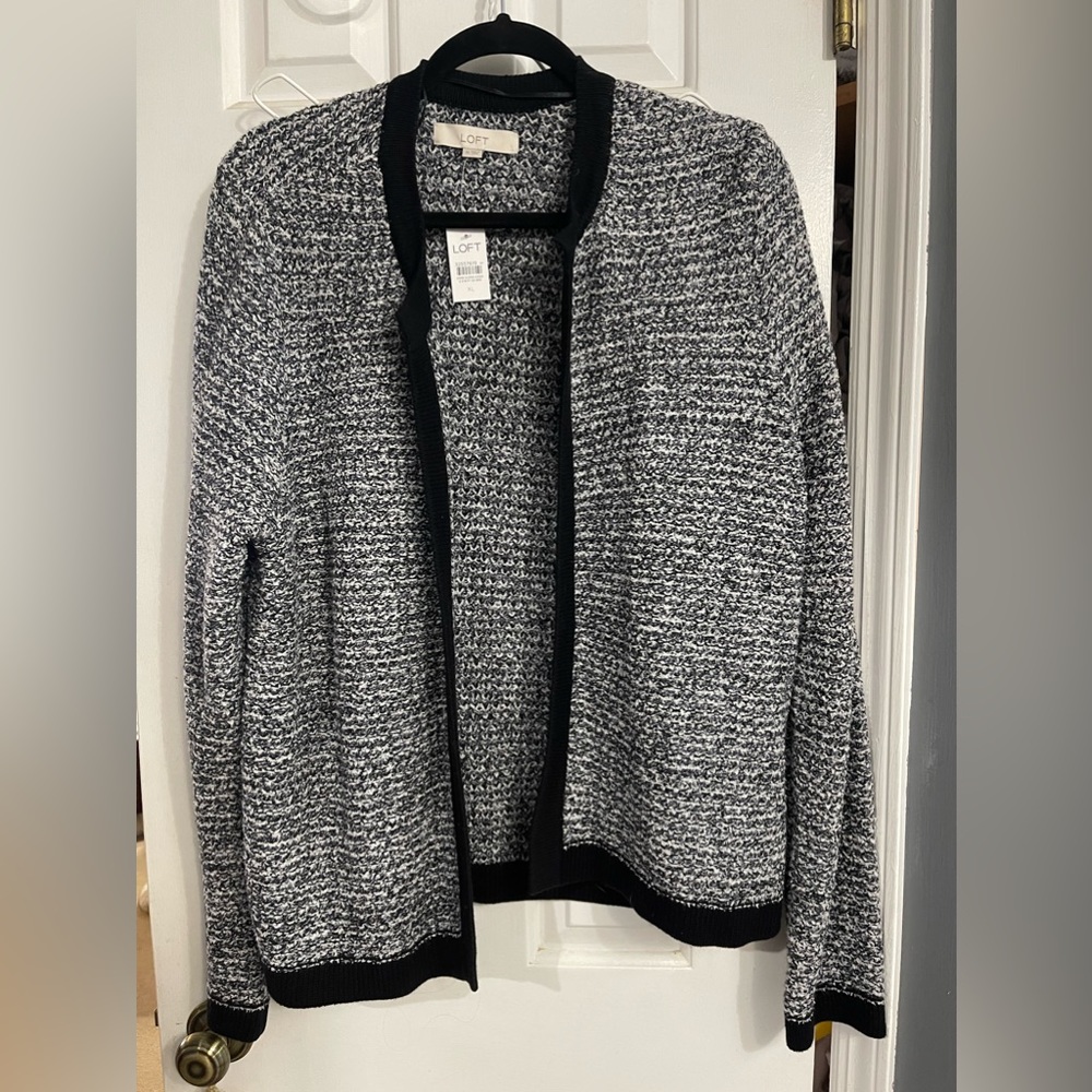 Loft Tweed Open Sweater Jacket